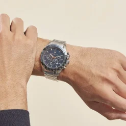 Discount MASERATI Montre Traguardo Bleu cadran argenté fond bleu bracelet acier argenté