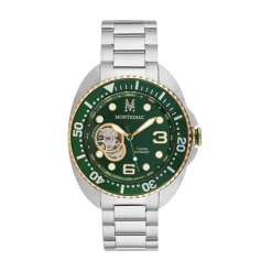 Sale MONTIGNAC Montre Marina Vert cadran argenté fond vert bracelet acier argenté