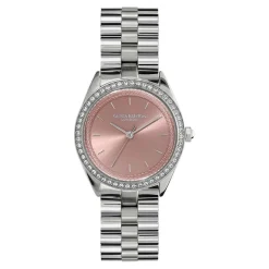 Sale OLIVIA BURTON Montre Bejewelled Rose cadran argenté fond rose bracelet acier argenté