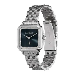 OLIVIA BURTON Montre Grosvenor Bleu cadran argenté fond bleu bracelet acier argenté