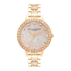 Clearance OLIVIA BURTON Montre Treasure Nacre Blanche cadran doré fond nacre bracelet acier doré