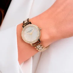 Clearance OLIVIA BURTON Montre Treasure Nacre Blanche cadran doré fond nacre bracelet acier doré