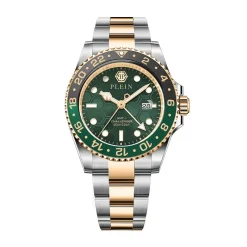 Best PHILIPP PLEIN Montre Gmt-i Challenger Vert cadran bicolore fond vert bracelet acier bicolore