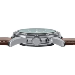 Sale SEIKO Montre Sport Kinetic Vert cadran argenté fond vert bracelet cuir marron