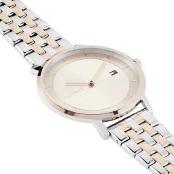 TOMMY HILFIGER Montre Tea Doré cadran argenté fond doré rose bracelet acier bicolore