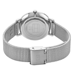Best TOMMY HILFIGER Montre Tea Blanc cadran argenté fond blanc bracelet acier argenté
