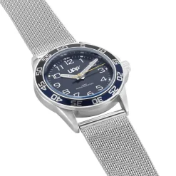 UPP Montre Axel Bleu cadran argenté fond bleu bracelet acier argenté
