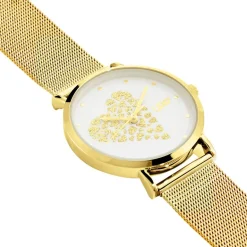 UPP Montre Crush Blanc cadran doré fond blanc bracelet acier doré