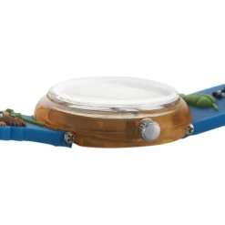 Sale UPP Montre Fuzzy Bicolore cadran orange fond bicolore bracelet plastique bleu