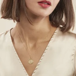 Best Histoire d'Or Pendentif Ange Rond Mat Or Jaune