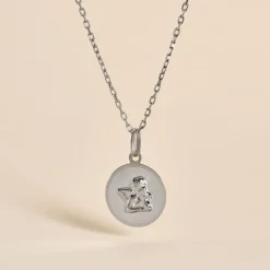 Histoire d'Or Pendentif Ange Rond Satine Or Blanc* Bijoux Personnalisés|Pendentifs