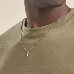 Sale Histoire d'Or Pendentif Bathilde Croix Striee or blanc