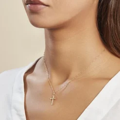 Histoire d'Or Pendentif Bathilde Croix Striee Or Jaune* Pendentifs|Pendentifs