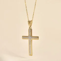 Histoire d'Or Pendentif Benny Croix Ciselee Or Bicolore* Pendentifs|Pendentifs