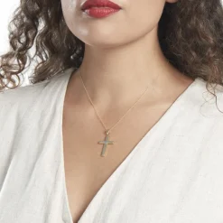 Histoire d'Or Pendentif Benny Croix Ciselee Or Bicolore* Pendentifs|Pendentifs