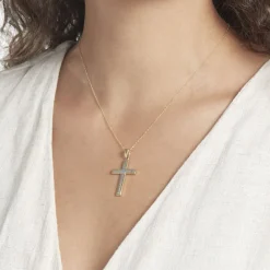 Histoire d'Or Pendentif Benny Croix Ciselee Or Bicolore* Pendentifs|Pendentifs