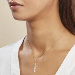 Histoire d'Or Pendentif Benny Croix Ciselee Or Bicolore* Pendentifs|Pendentifs