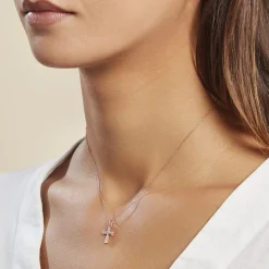 Histoire d'Or Pendentif Canice Croix Or Rose Oxyde De Zirconium* Pendentifs|Pendentifs