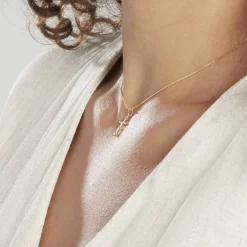 Discount Histoire d'Or Pendentif Canice Croix Or Jaune Oxyde De Zirconium