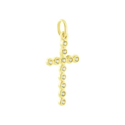 New Histoire d'Or Pendentif Canice Croix Or Jaune Oxyde De Zirconium