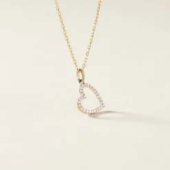 Online Histoire d'Or Pendentif Coeur Penche Or Jaune Oxyde De Zirconium