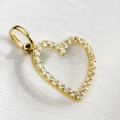 Online Histoire d'Or Pendentif Coeur Penche Or Jaune Oxyde De Zirconium
