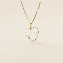 Hot Histoire d'Or Pendentif Eudocie Double Coeurs Or Bicolore
