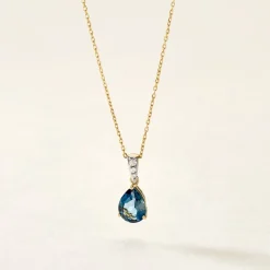 Discount Histoire d'Or Pendentif Gorgel Or Jaune Topaze Oxyde De Zirconium or jaune topaze bleu london