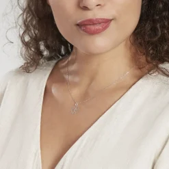 Outlet Histoire d'Or Pendentif Koulmia Trefle Diamante Or Blanc