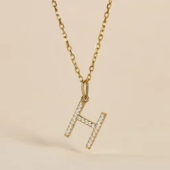 Sale Histoire d'Or Pendentif Lettre H Or Jaune Oxyde