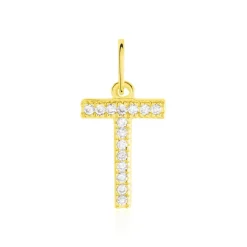 Discount Histoire d'Or Pendentif Lettre T Or Jaune Oxyde