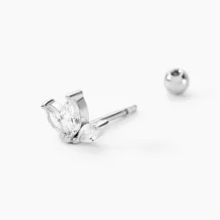 Sale Histoire d'Or Piercing D'oreille Unitaire Argent Père Oxyde De Zirconium